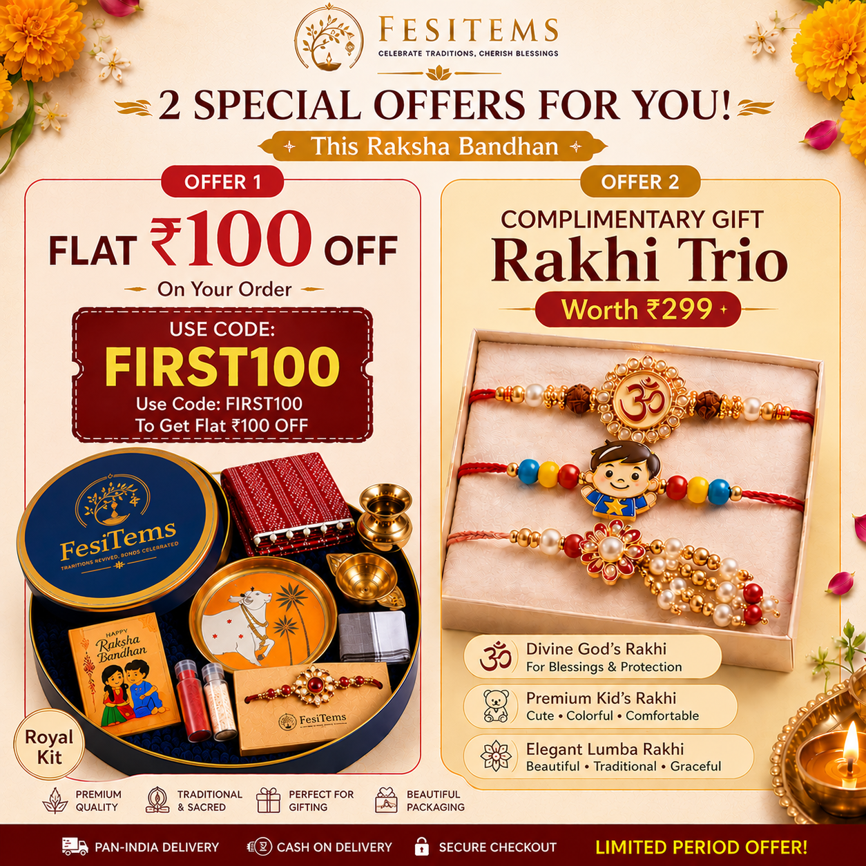 FesiTems Raksha Bandhan Kit (Royal Kit)