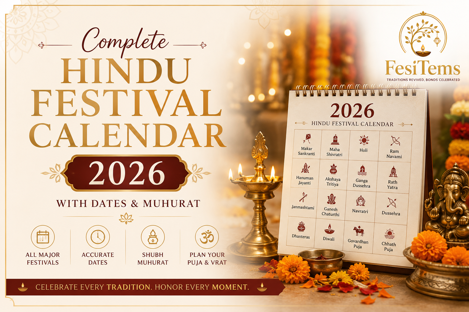  Complete Hindu Festival Calendar 2026 with Dates, Muhurat & Pooja Guide