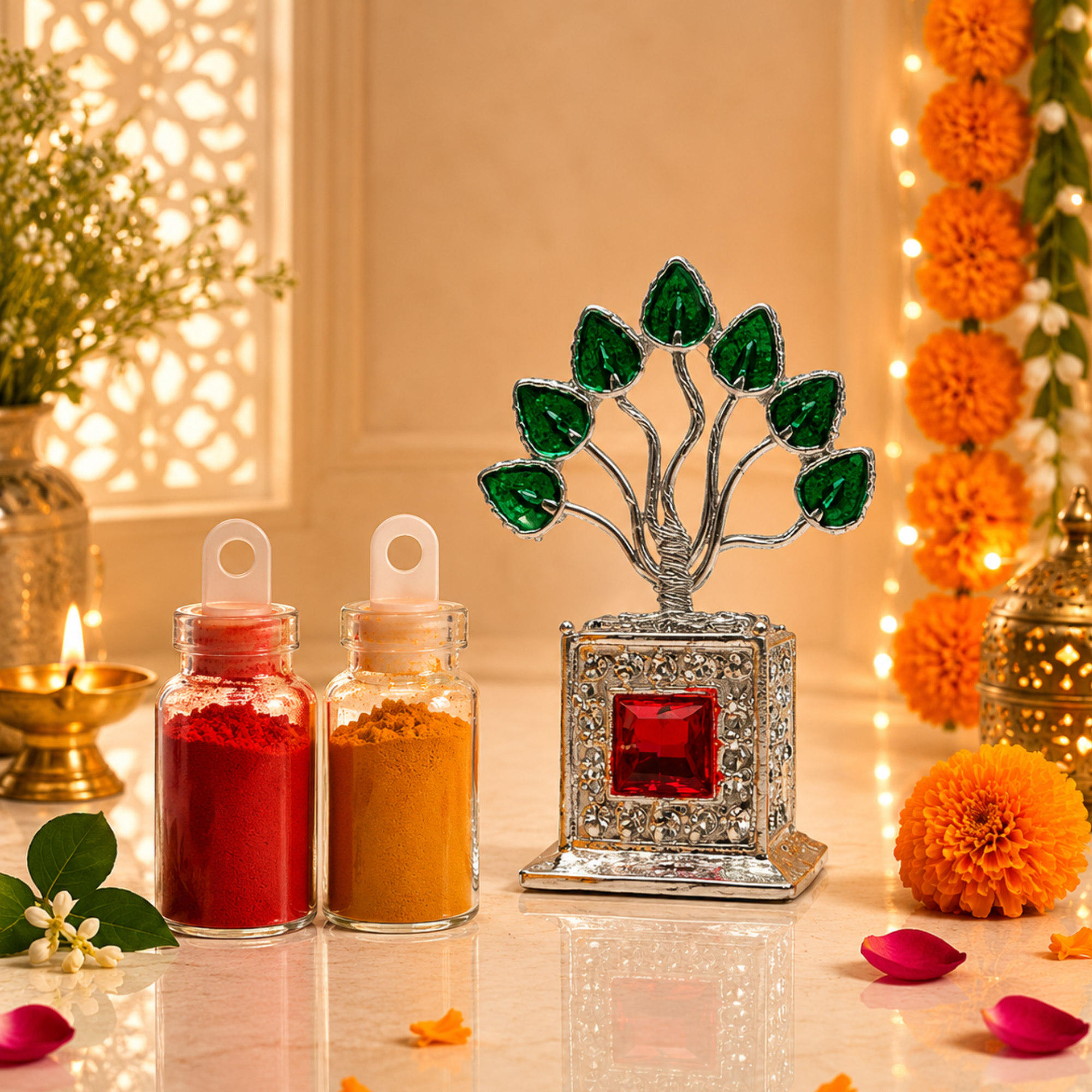 Krishna Tulsi Tree Showpiece with Kumkum